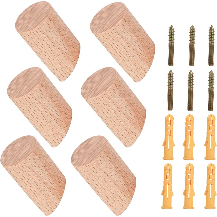 6 db-os ruhaakasztó készlet, Jormftte, fa, natúr