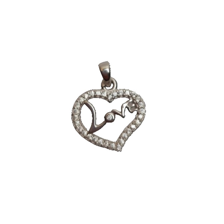 Medál, Jolie ezüst, ezüst 925, Love Heart modell, 1,2 G, 1,5 x 1,5 cm