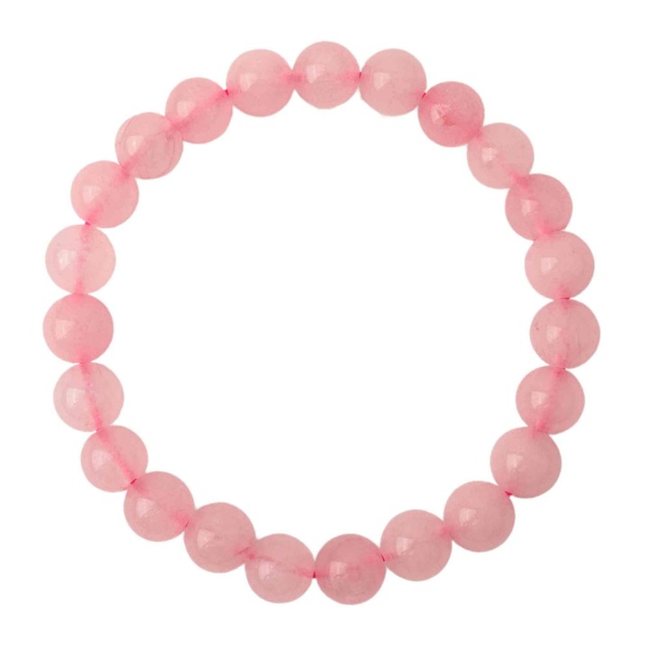 Elasztikus karkötő 8 mm-es rózsakvarc gyöngyökkel, kerülete 17 cm - terápiás ékszer és elegáns ajándék