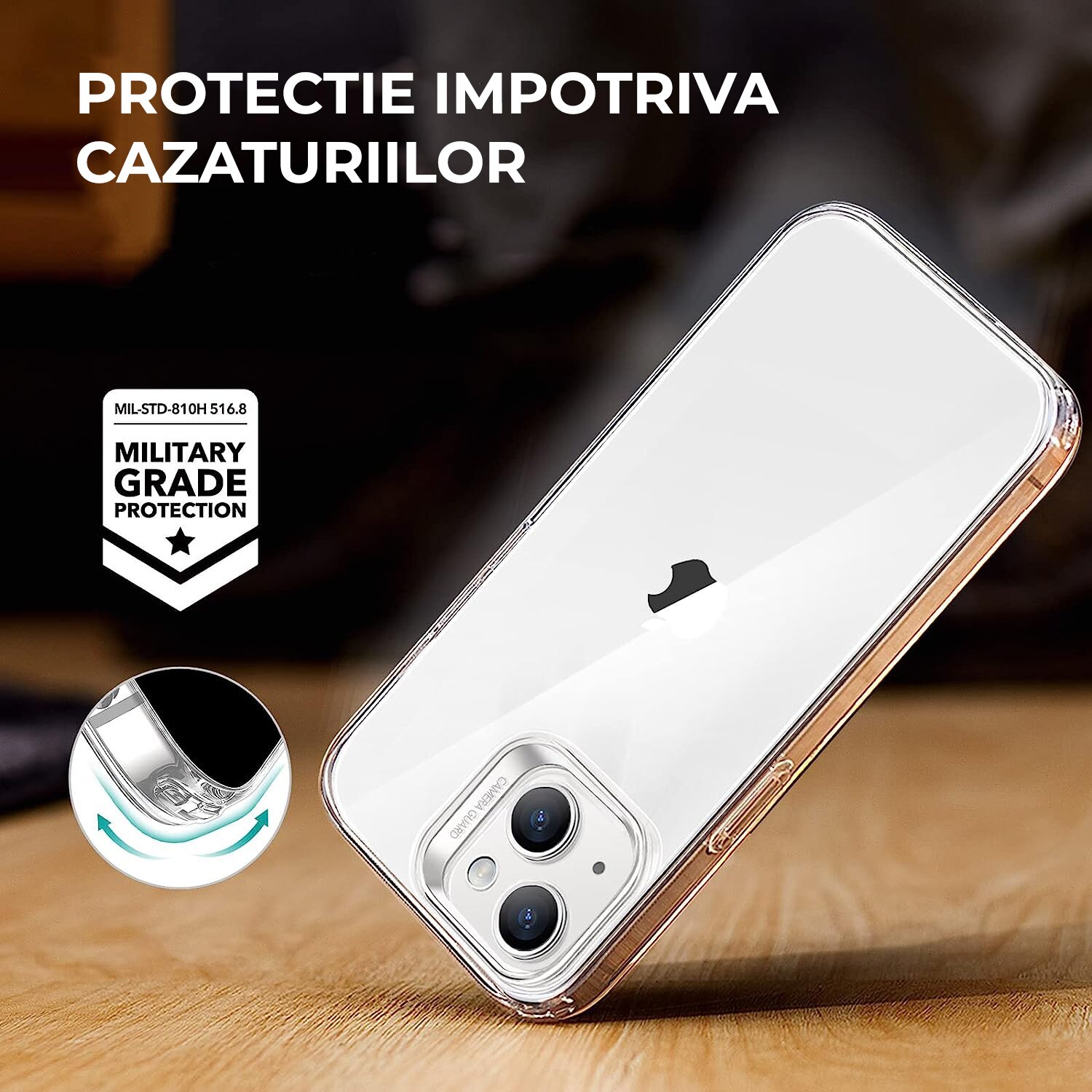 Husa Premium® Silicon Clear pentru iPhone 15, Clear Case, Ultra Slim, Antisoc, Transparent