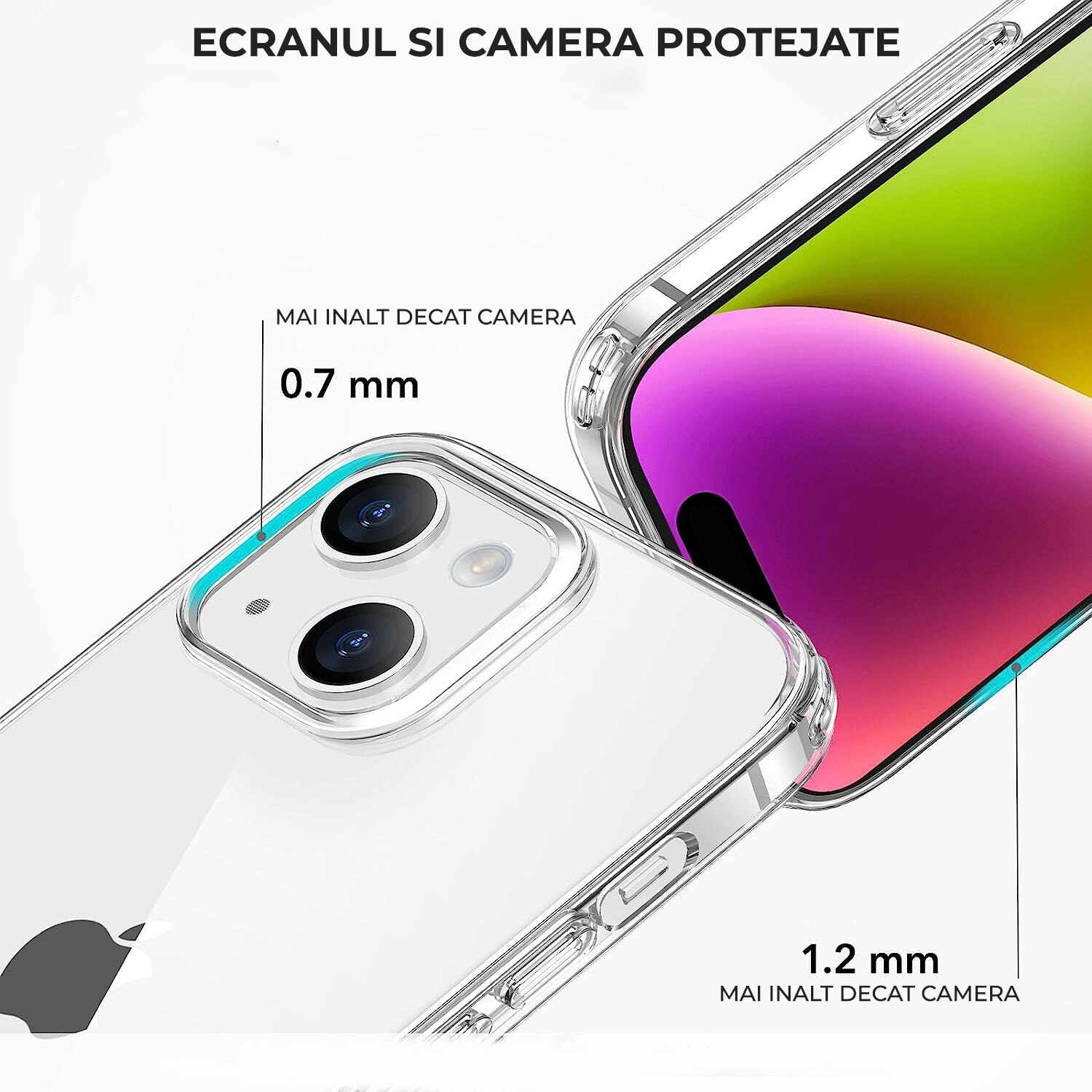 Husa Premium® Silicon Clear pentru iPhone 15, Clear Case, Ultra Slim, Antisoc, Transparent