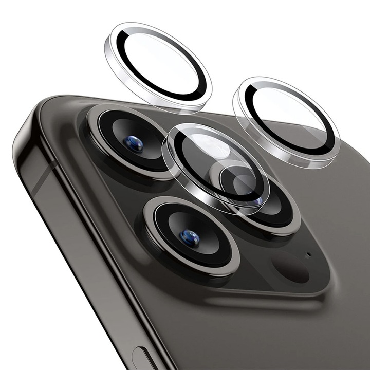 Optim Solution lencsevédő fólia, Apple iPhone 15 Pro / 15 Pro Max készülékkel kompatibilis, Biztonságos üveg az objektívhez, Védett kamera, FullHD Ultra technológia, átlátszó
