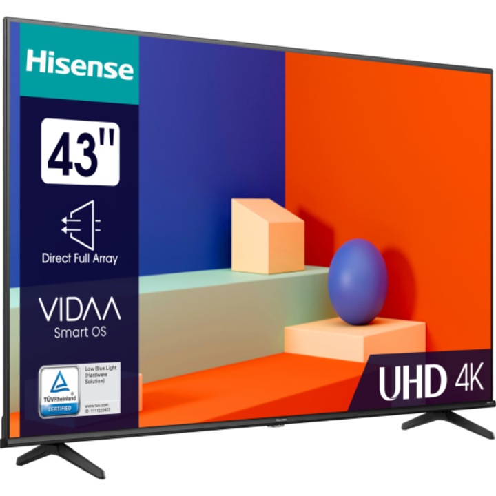 Televizor HISENSE LED 43A6K, 108 cm, Smart, 4K Ultra HD, Clasa F