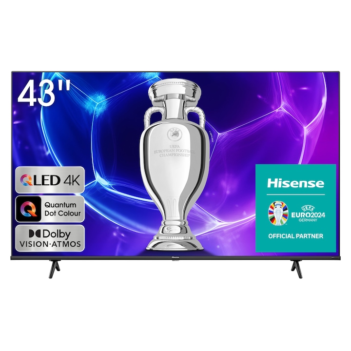 Телевизор Hisense 43E7KQ Smart QLED, 108 см, 4K Ultra HD, енергиен клас G, черен