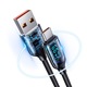 Cablu de incarcare si transfer date, USB A la USB Type-C, PD, 66W, Digital Display, Fast charge, 1.2m lungime, Negru