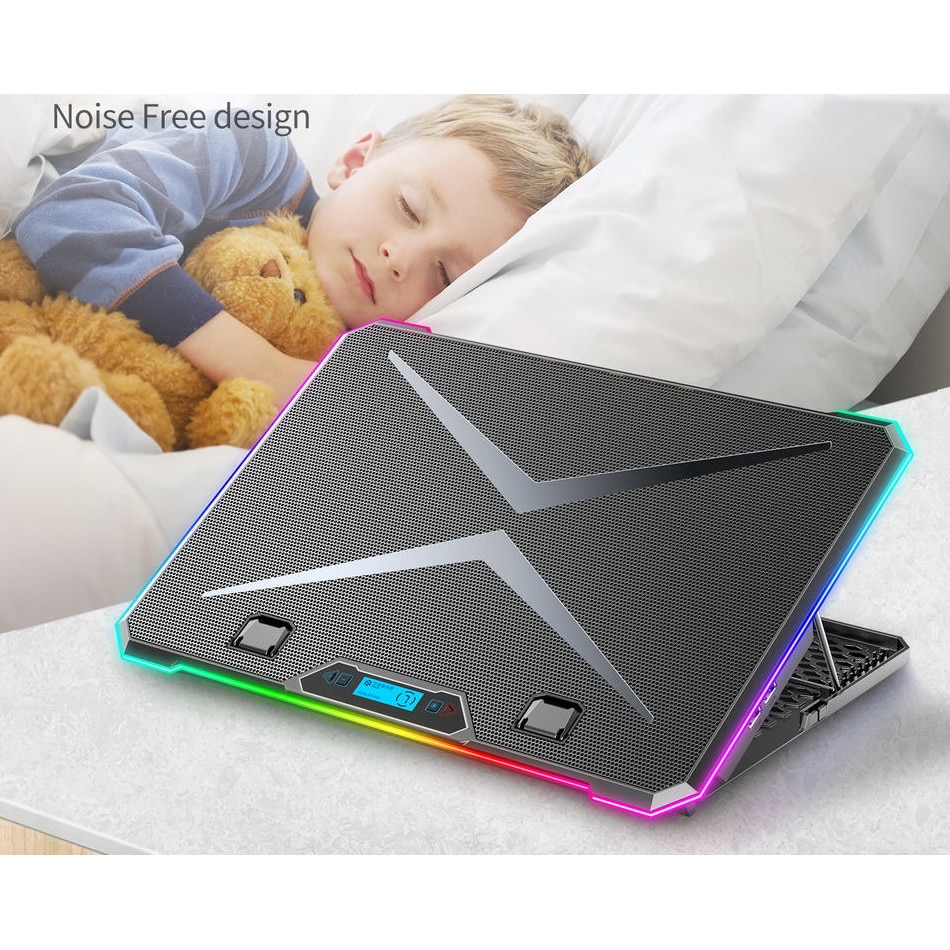 Охладител за лаптоп Ice Corel K15 RGB, Gaming, 17 инча, 6 вентилатора