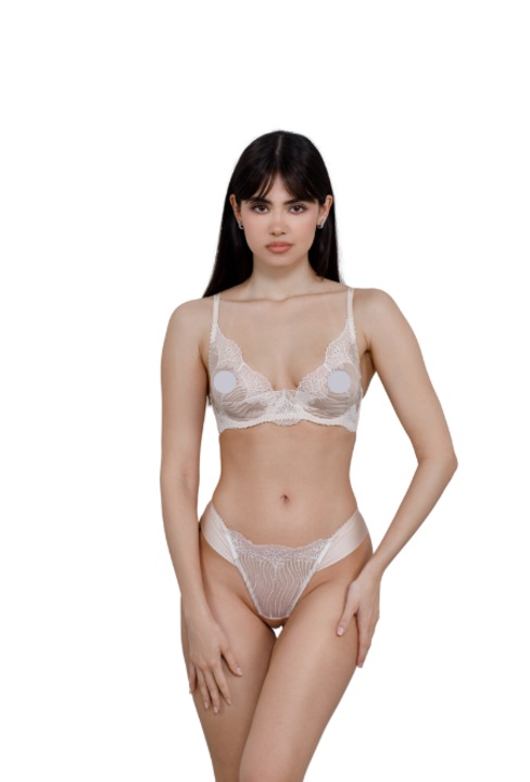Sutien Plunge Demi Bra Ivory Dantela, Ivoire