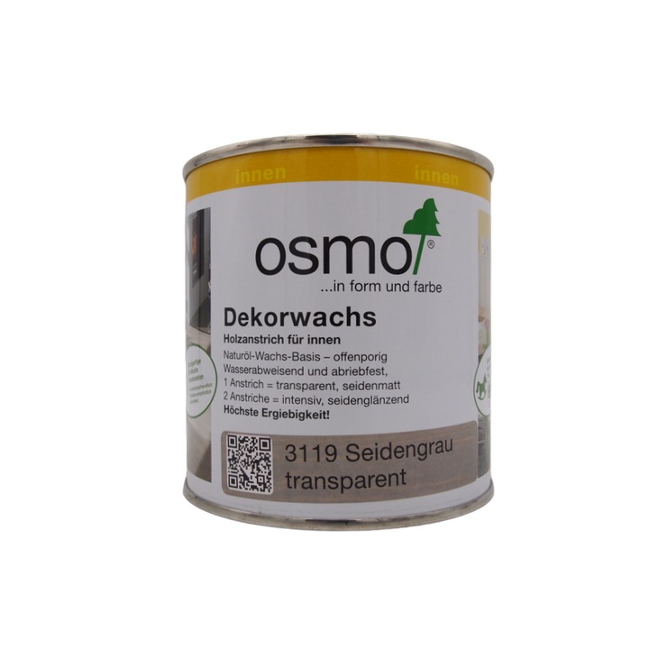 Ceara lichida de interior pentru moblier si jucarii din lemn, Osmo, Dekorwachs, gri matase translucid, semi-mat, 375 ml