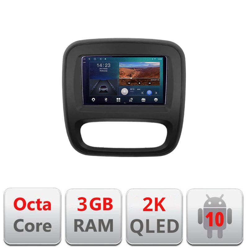 Специализирана навигация Renault Trafic 2014-2017 B-rt09 Android екран 2K  QLED octa core 3+32 carplay android auto kit-rt09+EDT-E309V3-2K 