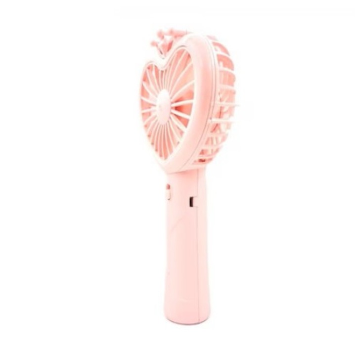 USB újratölthető mini kézi ventilátor Princess led lámpával, 21,5 cm, rózsaszín, Miromoto
