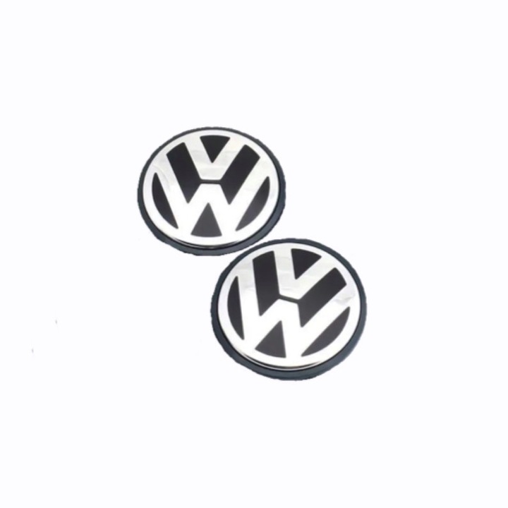 Set 2 capace roti, 65mm Volkswagen Passat Golf CC, negru, crom pentru jante din aluminiu