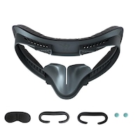 Masca Faciala pentru Oculus Quest 2, NUODWELL, Cu husa de protectie a lentilelor, spuma din piele PU detasabila si capac pentru buton de prindere, amortizare a fetei, rezistenta la transpiratie, respirabila, imbunatateste experienta de joc, negru