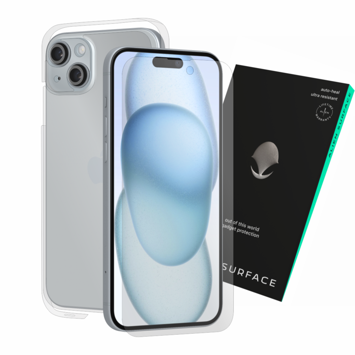 Alien Surface, Apple iPhone 15 Plus, képernyővédő fólia, hátsó, külön oldalak