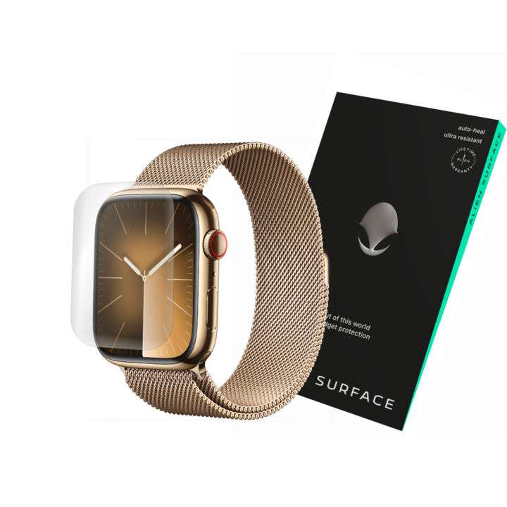 Védőfólia Alien Surface, kompatibilis Apple Watch 9 45 mm, képernyővédő (1+2 tartalék)