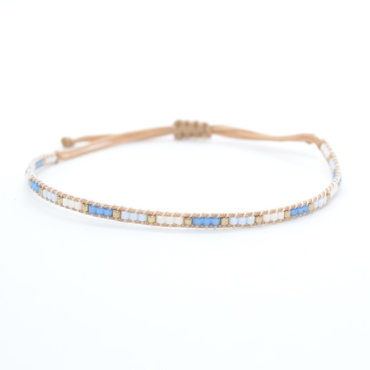 Bratara Daisy Blue Mini dama, realizata manual din margele Miyuki, reglabila, LUST Bracelets