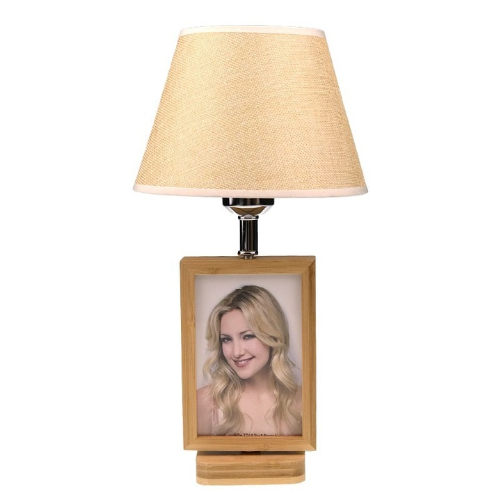 Veioza cu Rama Foto, 20x39cm, poza 13x19cm, Bej