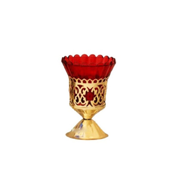 Set 2 x Candela pentru Ulei, cu Floare si Piatra