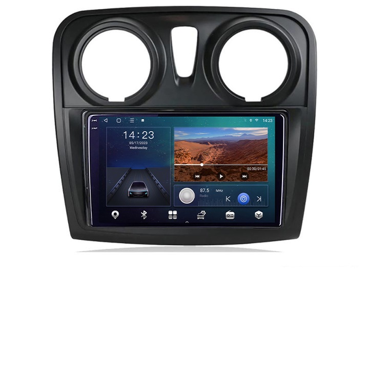 Navigatie dedicata Dacia Sandero Logan Lodgy 2012-2020 B-sandero Android Ecran 2K QLED octa core 3+32 carplay android auto kit-sandero+EDT-E309V3-2K