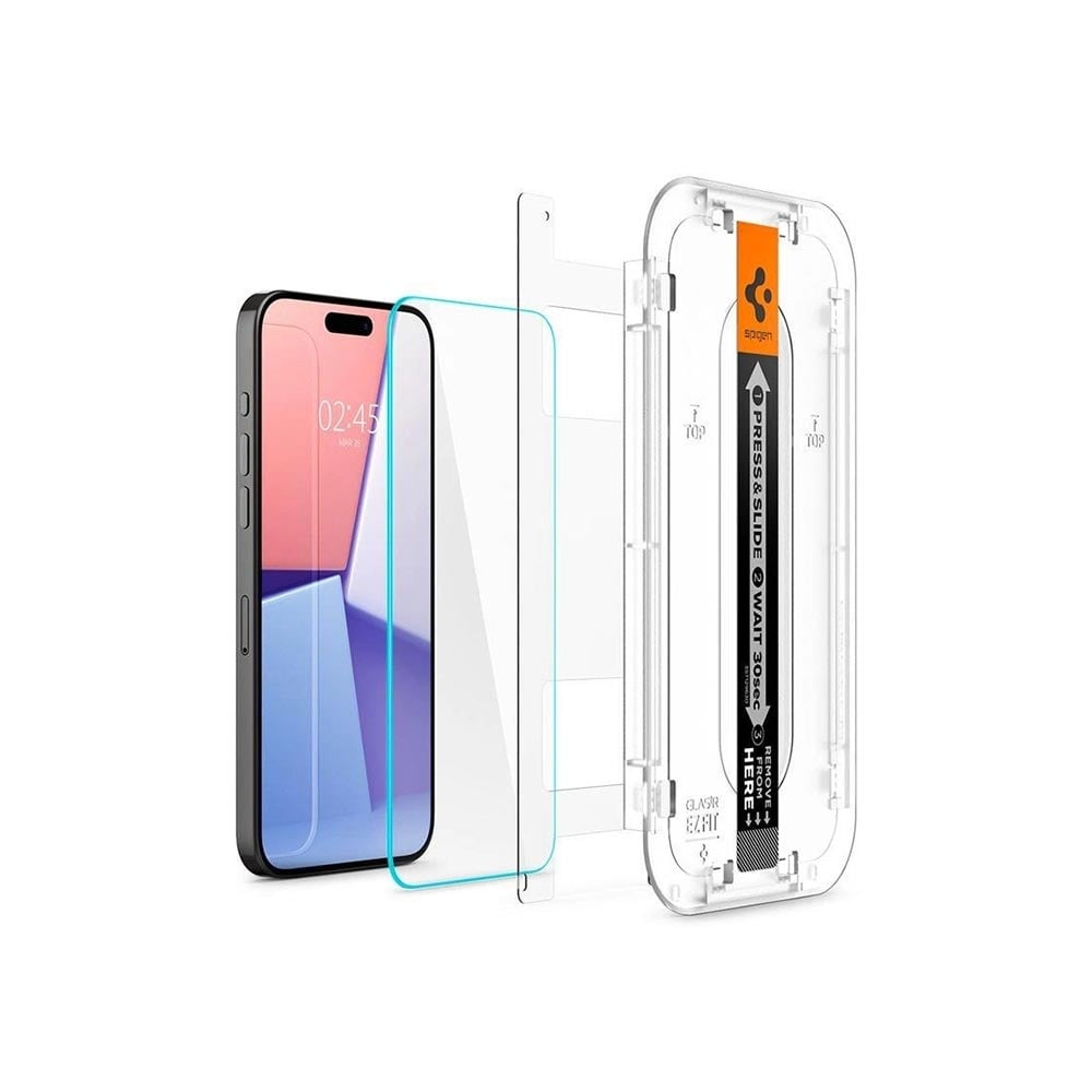 Folie pentru iPhone 15 Pro (set 2) - Spigen Glas.TR EZ FIT - Clear