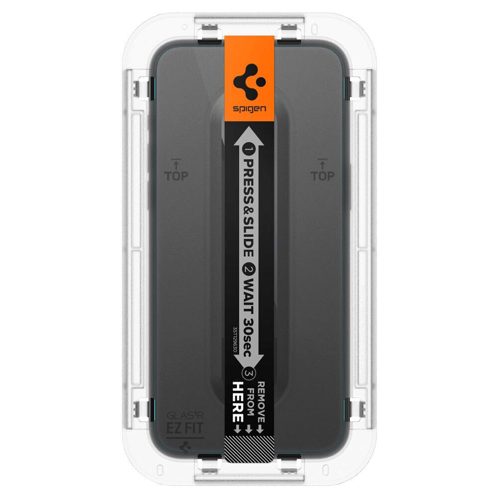 Folie de protectie Ecran Spigen EZ FIT pentru Apple iPhone 15 Pro Max, Sticla Securizata, Full Glue, 2.5D AGL06878