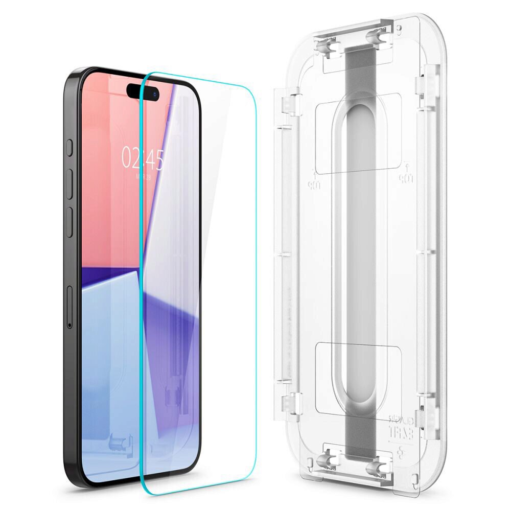 Folie de protectie Ecran Spigen EZ FIT pentru Apple iPhone 15 Pro Max, Sticla Securizata, Full Glue, 2.5D AGL06878