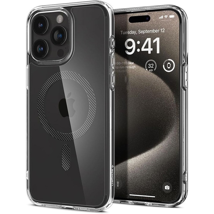 iPhone 15 Pro Max tok, , Spingen, szénszálas, átlátszó