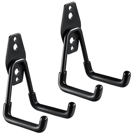 Suport bicicleta de perete depozitare, NUODWELL, Set 2, carlig de fier, capacitate de incarcare 15 kg, poate fi agatat pe perete, cu accesorii de montare, potrivit pentru organizarea bicicletelor, scarilor si sculelor electrice, negru