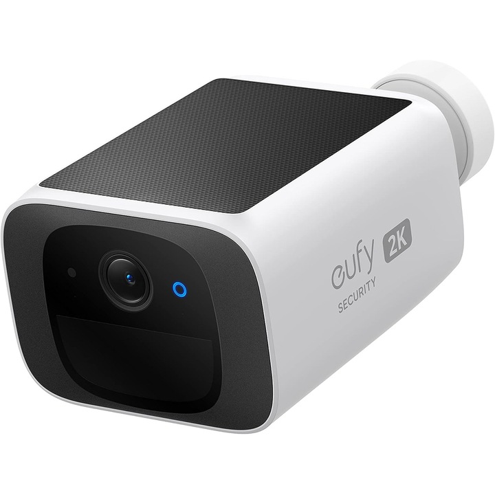 Camera de supraveghere eufy SoloCam S220, Wireless, Panou Solar, Rezolutie 2K, 2.4 GHz Wi-Fi, IP67, Alb