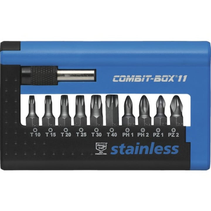 Set Biti Witte Torx/ph/pz, Otel Inoxidabil, 11 Piese, Incl. Prelungitor