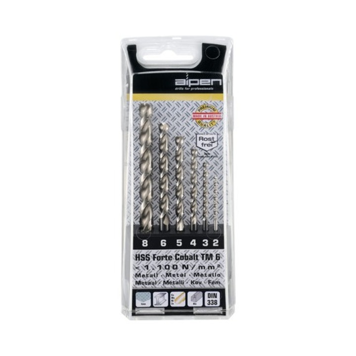 Hss-kobalt Forte Alpen fúró szett, Ø2-8 mm, 338, 6 db