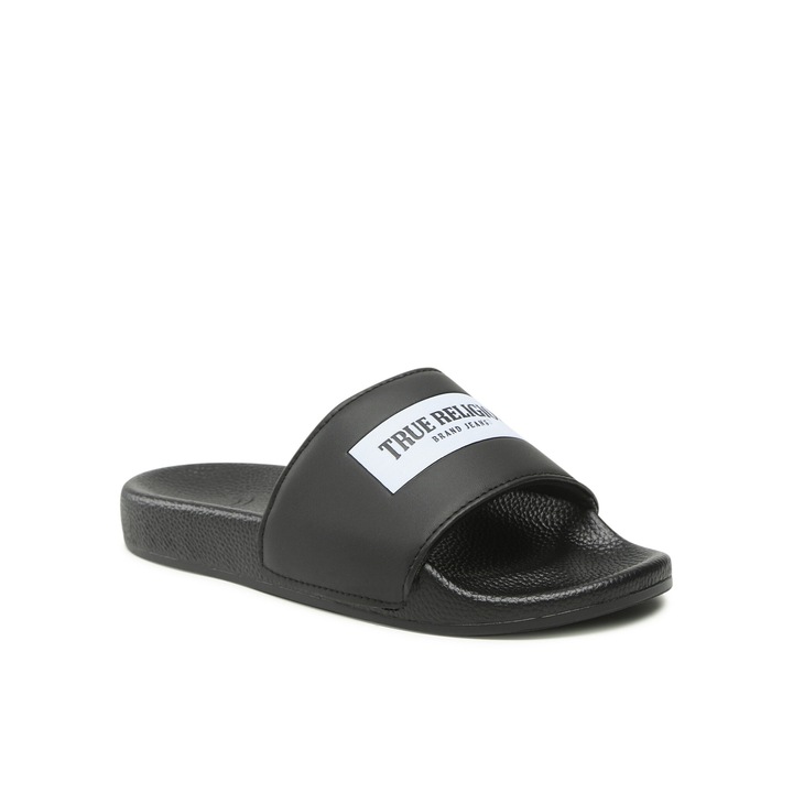 Slapi barbati, True Religion, Piele ecologica, Negru/ Alb, 40.5 EU