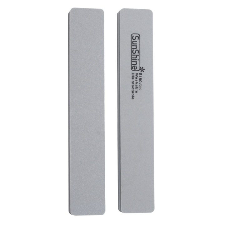 Set 2 pile de unghii XXL, SunShine, Design drept, 180/240, Gri