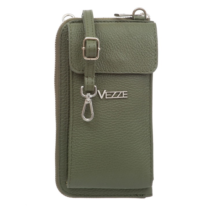 Vezze Felicita penztarca taska, Valodi bor, Telefon rekesz, Zöld, 20 x 11 x 10