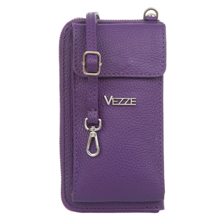 Vezze Felicita penztarca taska, Valodi bor, Telefon rekesz, Lila, 20 x 11 x 10