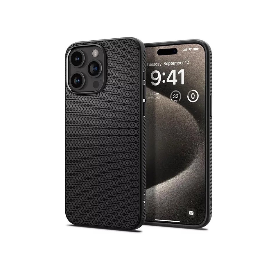 Husa pentru iPhone 15 Pro Max - Spigen Liquid Air - Matte Black