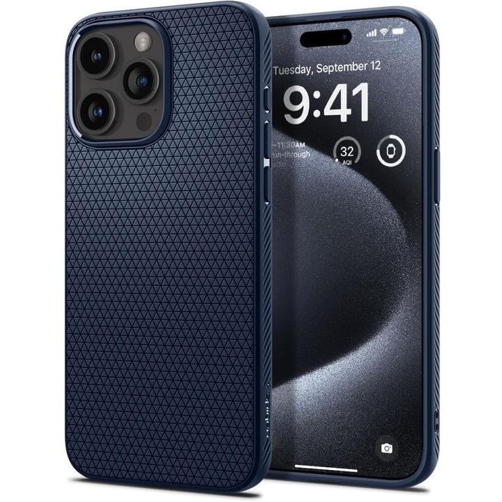 Husa pentru iPhone 15 Pro - Spigen Liquid Air - Navy Blue