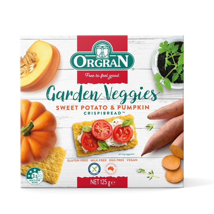 Száraz kenyér Veggies Garden Édesburgonya és sütőtök Orgran, gluténmentes, Orgran