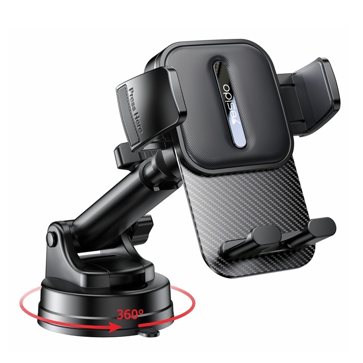 Telefontartó a szélvédőhöz és a fekete Yesido műszerfalhoz