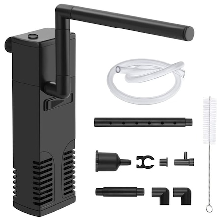 Filtru intern pentru acvariu, Cafuneplus®, destinat pentru curatarea si aerisirea apei, prindere cu ventuze, 300 L/H, 3 W, 220-240 V, Negru