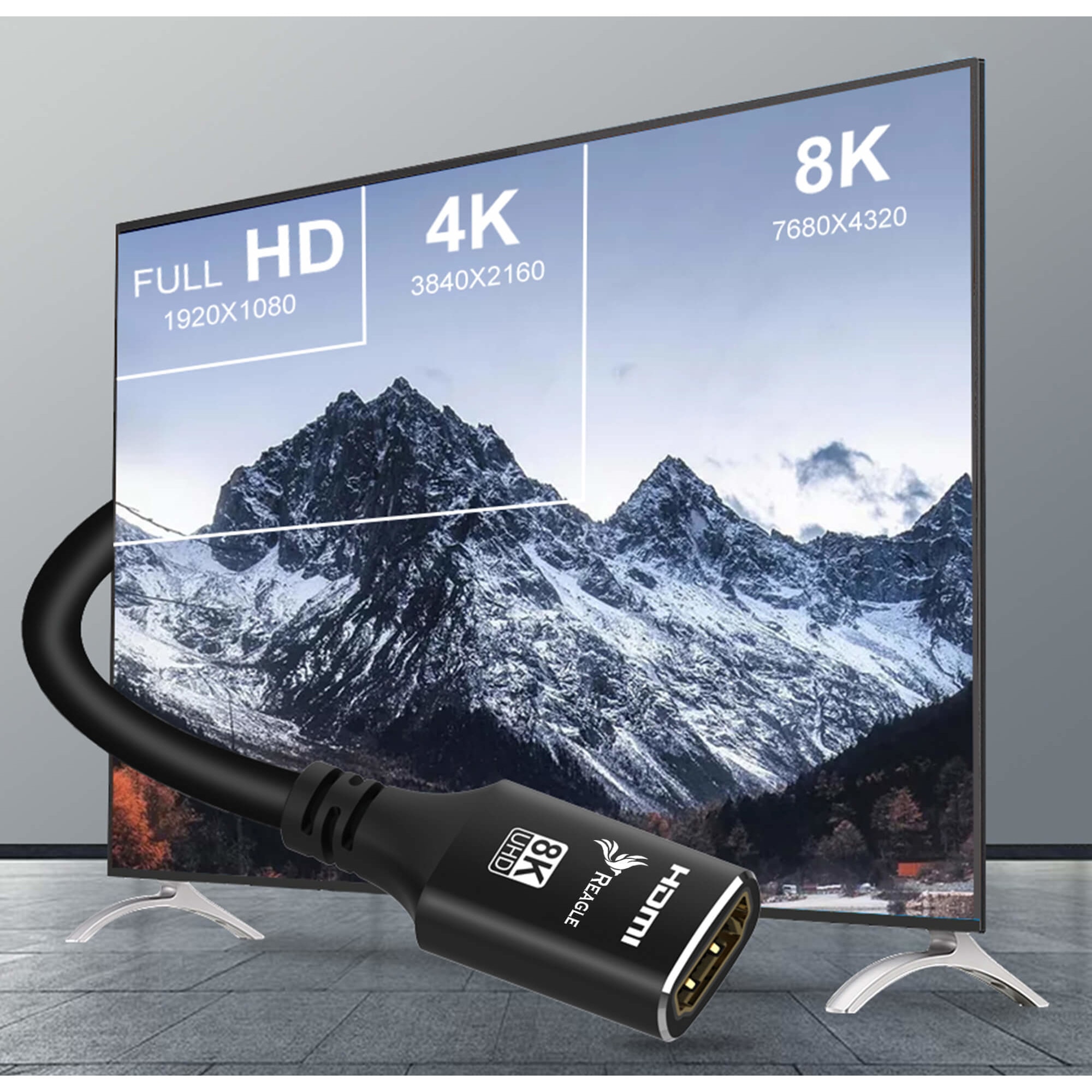 Cablu Adaptor HDMI Mama - HDMI Tata HDMI 2.1 8K 4K Reagle 2M - eMAG.ro