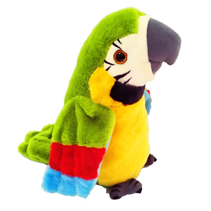 Интеркативна плюшена играчка говорещ папагал E-Manor®, Зелена