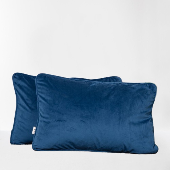 Комплект 2 декоративни възглавници 2x40x60см с подвижна предна част, Hiko COMFY кралско синьо кадифе