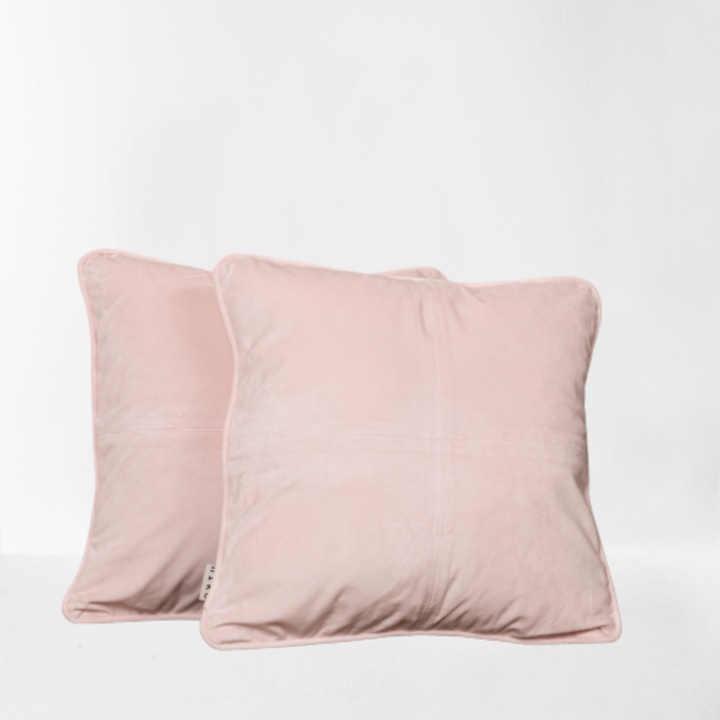 Комплект 2 декоративни възглавници с подвижно лице Hiko COMFY кадифе бебешко розово 2х40х40см, с випус