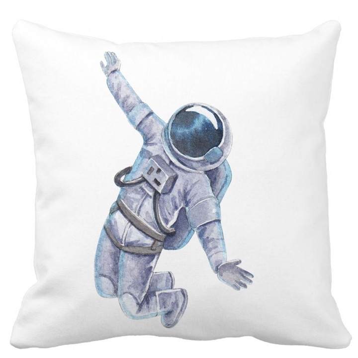 Dekoratív párnahuzat, A Holdon, fehér, matt, 40x40 cm