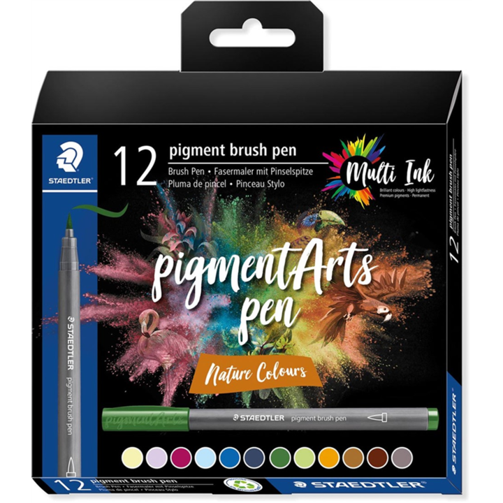 Комплект от 12 химикалки - Pigment Liner - Nature Colors, Без механизъм, Сив