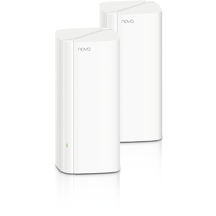 Wi-Fi 6 mesh система за цялата къща Tenda Nova MX12 2-pack, AX3000, 3 Gigabit порта, Beamforming, MU-MIMO, OFDMA, WI-FI 6 160Mhz, 1.7Ghz процесор, съвместим с Alexa