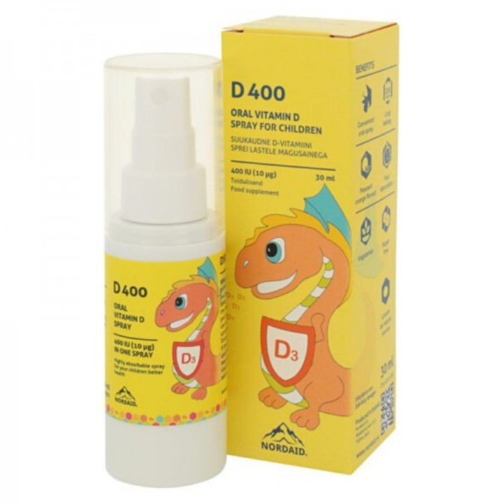 Supliment alimentar, Nordaid, Oasele, dinti si protectie imunitara, Vitamina D3 400 UI, spray pentru gura, 30 ml/200 spray-uri