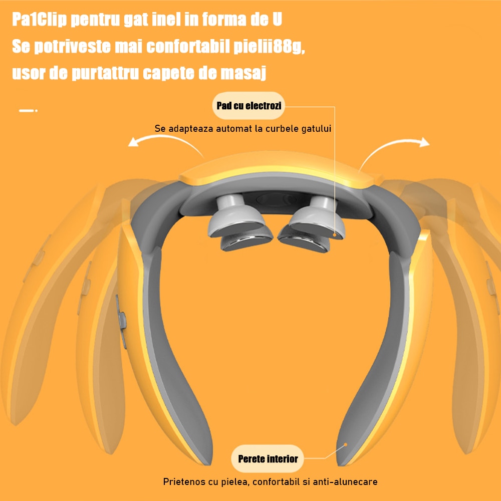 Уред за цервикален масаж, TENS Electromagnetic Impulse, 6 режима, 7 ...