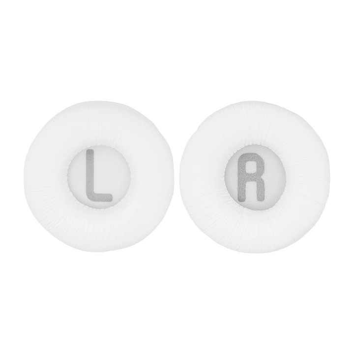 Set 2 bureti PadForce pentru casti JBL Tune T450BT, T460BT, Tune 500/500BT Wireless, 510BT, 520BT, JR 300BT/JR300, JR 310BT/JR310 - Piele ecologica, Spuma cu memorie - Alb