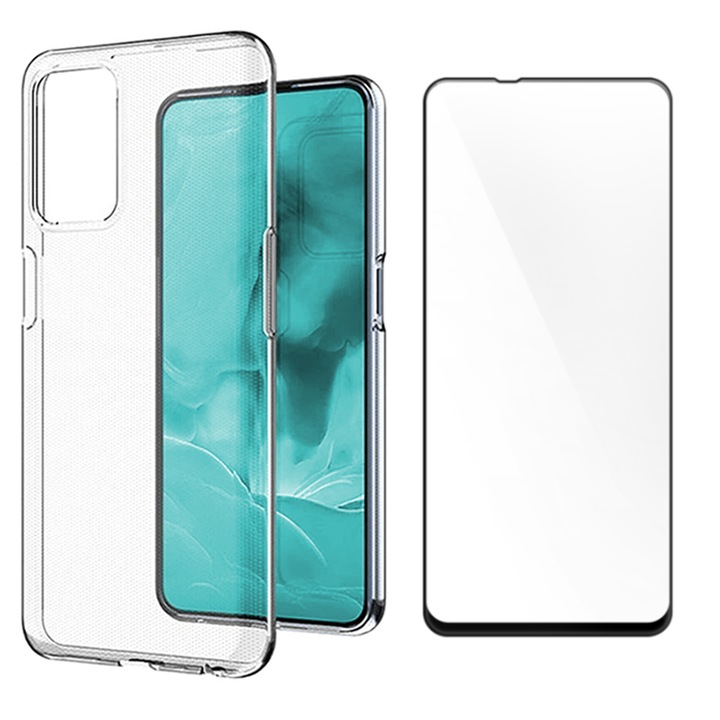 360 Protection Set Прозрачен калъф и фолио 5D Full Cover Secure Glass, съвместим със Samsung Galaxy A51 5G, Пълно покритие, Anti-Drop, Диамантен дизайн, Slim Fit Case, Силиконов TPU Гъвкав, Прозрачен